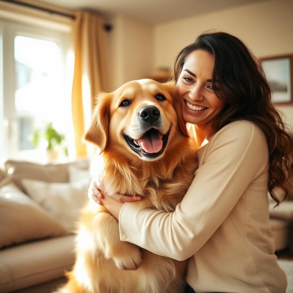 Dueño y perro felices